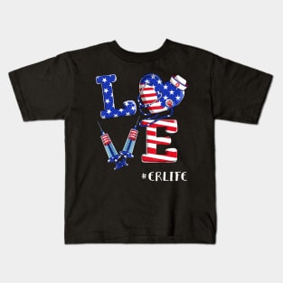 Love ER Life Nurse 4th Of July American Flag Patriotic Kids T-Shirt